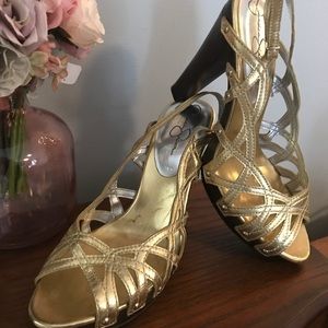 Jessica Simpson Gold/Brown Heels